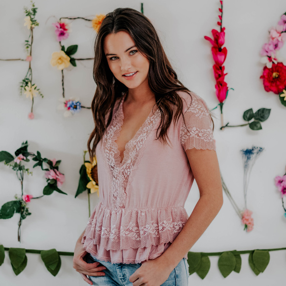 Tops - V-Neck Lace Flare Top